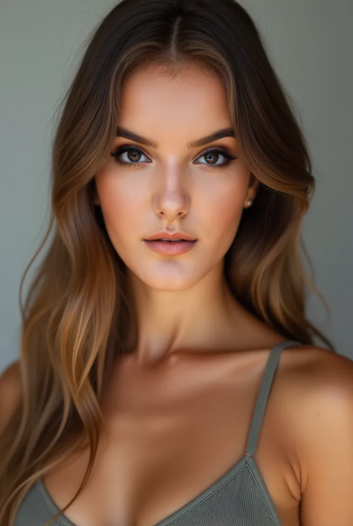 "A 20-year-old Russian influencer with Scottish ancestry. She has a slightly rounded but well-defined face, not too thin. Her features include full lips, a natural-looking nose, and light brown eyes. Her skin is realistic with natural highlights and subtle...