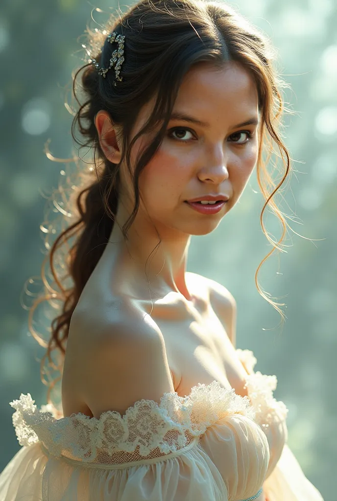 Create several images similar to the girl in the photo, in various garments,  highlighting its beauty 