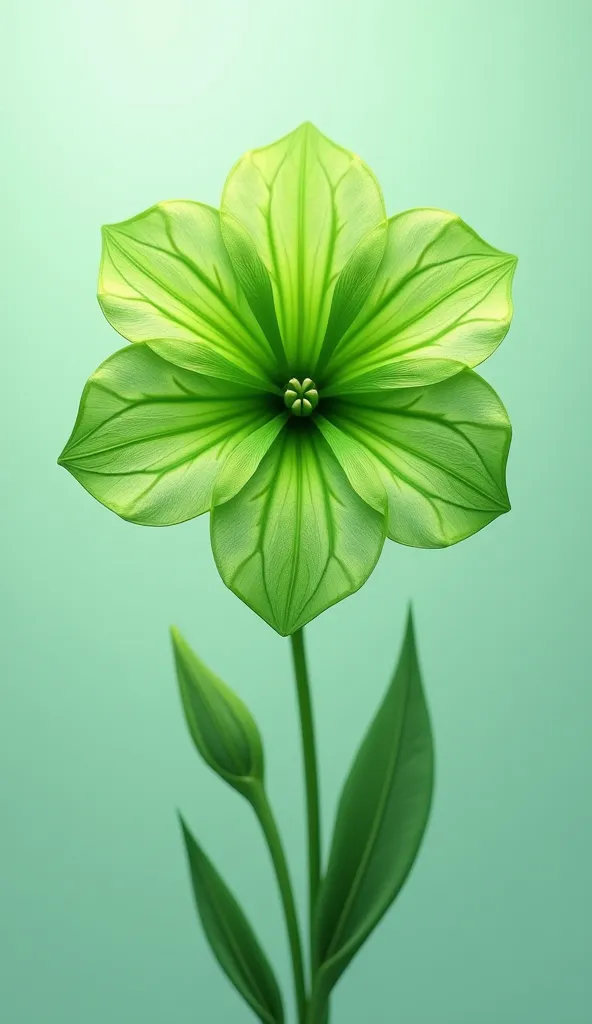 green flower orthogonal front view