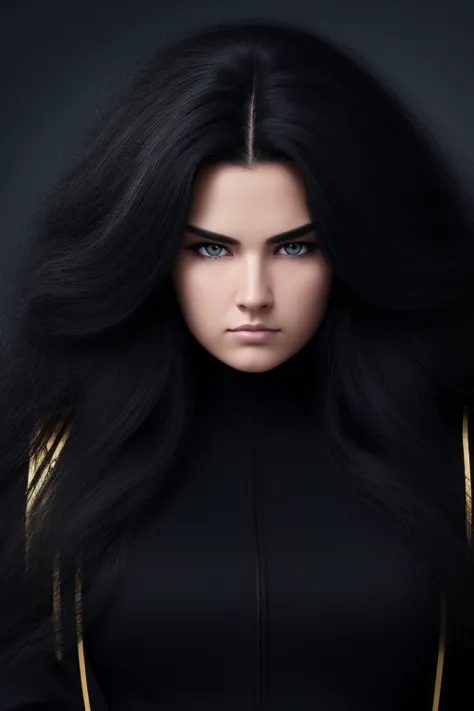 jet black hair,most very long hair,most very lion hair,most very wolf hair,most very frizzy hair,coarse hair,most very spread hairstyle,thick hair,fluffy hair,most very heavy weight hair,hair covering left eye,heavy looking hairstyle,most very voluminous h...