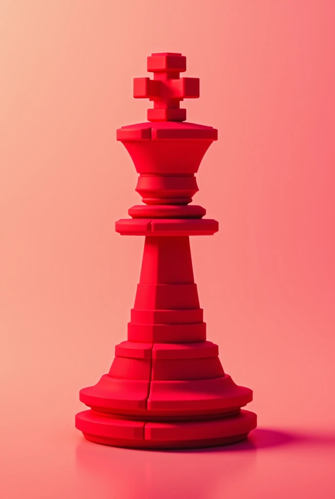 A high resolution picture, of a pawn chess piece made from medium red squares, pixels, and the red sqaure colors ranging from dark red to light red all in sqaures only