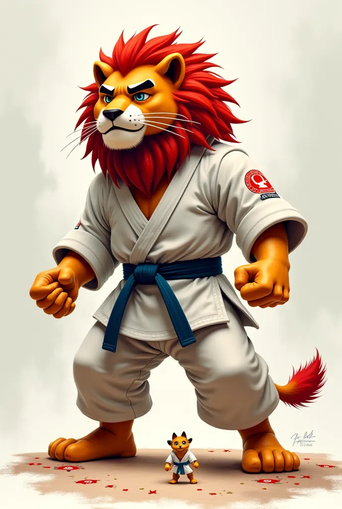 Karatec lion with karate puppy