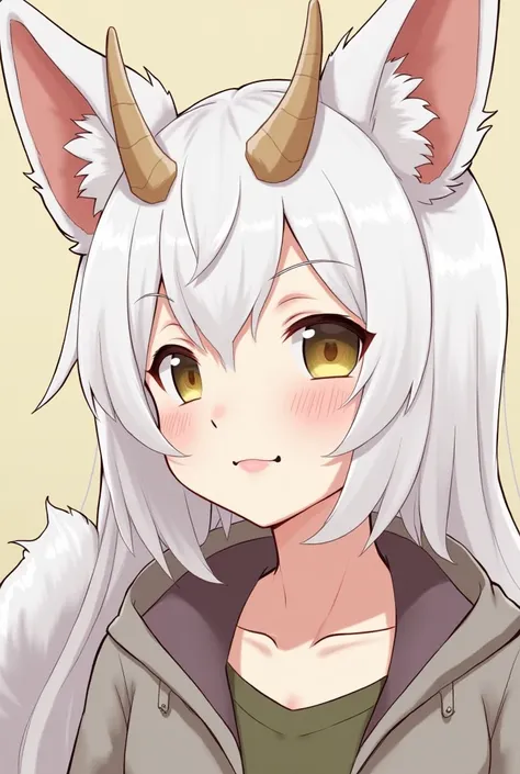 Anime style image of woman with goat head and horns, Popular topics on artstation pixiv, female anthropomorphic wolf, Fan Art Best Art Station, detailed digital anime art, Cute and detailed digital art, Female furry mini cute style, portrait of a hyena gir...