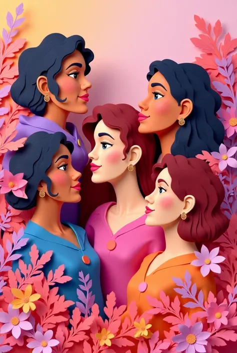 Illustration using paper art technique for women's day 