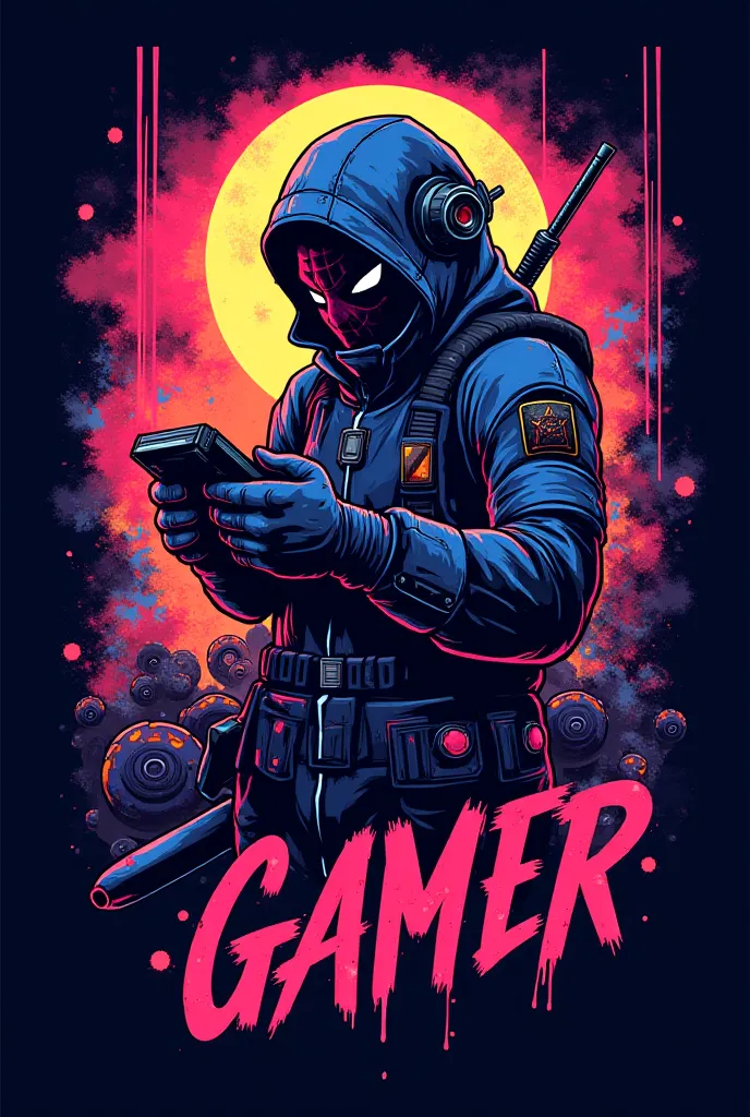 Here's a design prompt tailored for a niche gamer audience:

"Create a vibrant and dynamic T-shirt design that captures the essence of a specific gaming subculture or genre (e.g., retro, fantasy RPG, or strategy). The design should feature a unique, styliz...