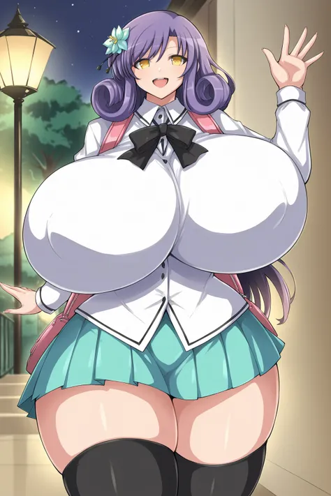 yaegashi nan, senran kagura, senran kagura burst, senran kagura new link,Inazuma , ,, gigantic breasts, gigantic ass, giant thighs, Prompt: masterpiece, score_9, score_8_up, score_7_up, source_anime BREAK 1girl,shiny skin, huge breasts, wide hips, thick th...