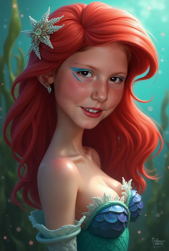 With this image I created the little mermaid Ariel from Disney but with the face I sent you 