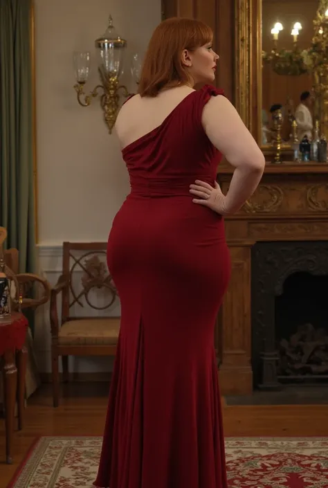 (middle front plane of a better masterpiece:1.5)0.9] The beautiful Bryce Dallas Howard, , wide hips, chubby, big loot, the back of her dress is tucked into her buttocks ,big booty, Big butt, big ass