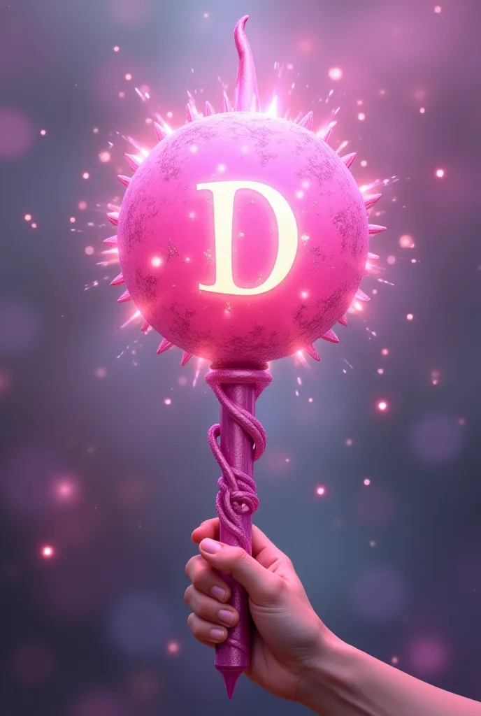 Gift of a pink stick holding the letter D