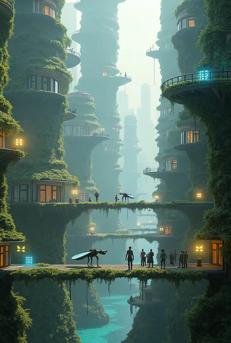 A surreal, fully organic future city where skyscrapers are alive, breathing, and pulsing like giant bioluminescent trees. The buildings grow and change shape on their own, adapting to the needs of the people inside. Roads are made of soft, plant-like mater...