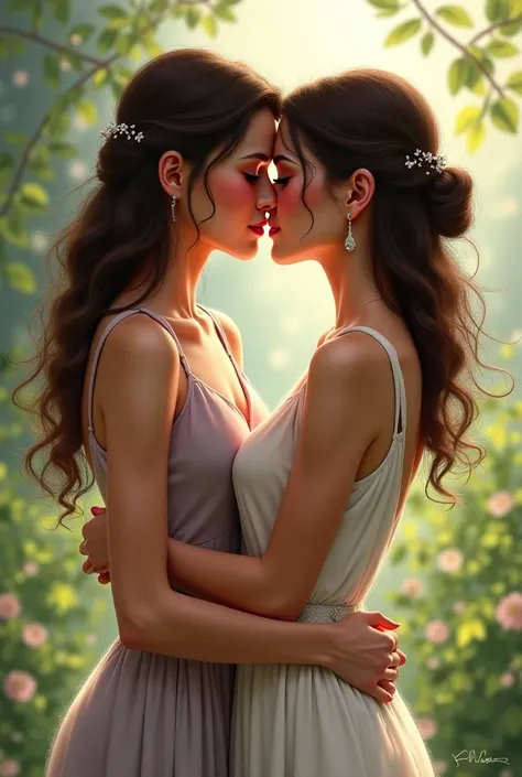 Lesbian couple kissing 