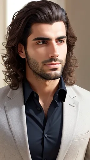  A Man . Lebanese medium hair, focus on the face 