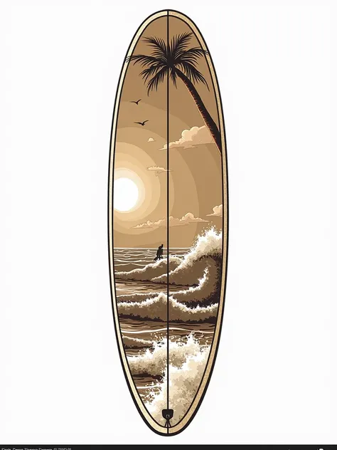 Surfboard in sepia colors