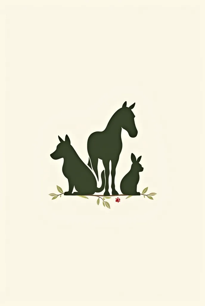 Design a professional and eye-catching logo for 'Yasmin Animalista,' an influencer dedicated to animal care in a rural setting. The logo should feature stylized silhouettes of a horse, a dog, and a rabbit, harmoniously integrated into a modern and clean de...