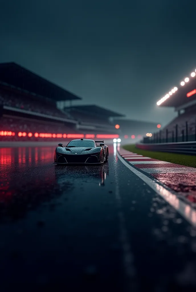 Create a logo that says "AMB" with a rainy race track background