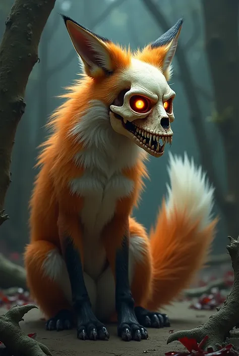 fox fused with animated skull