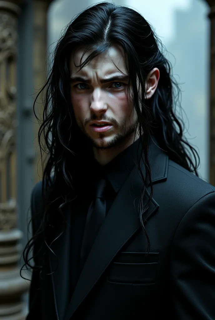 Can you make me look like a gothic male model long hair