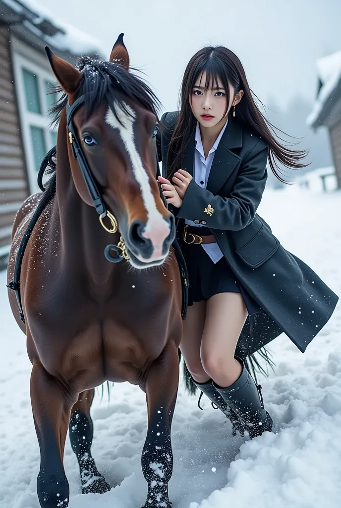 A person who has been crushed , lie down,Male horses,gravity,地面に lie downアイドルの乗る馬が怪我に苦しむ,Horses lose their balance a lot,You can't run away from a major disaster,An idol and a horse running away in an empty world , cute woman,Before the Earth came to an en...