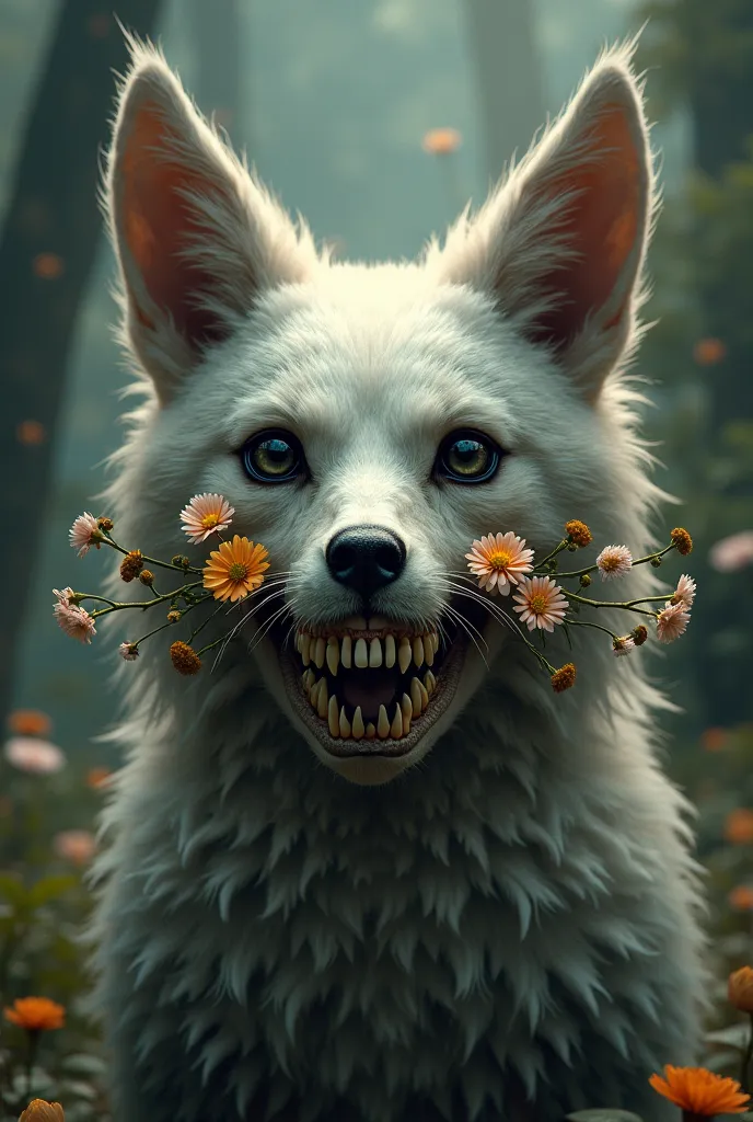 Furro fused with skull and flowers in the mouth 