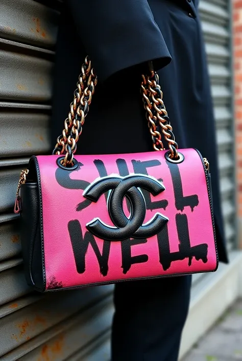 CHANEL BAG graffiti style lettering can 