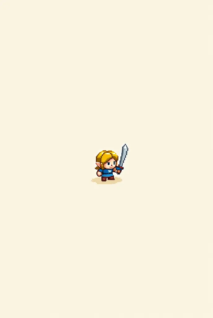 generate an image of a Spritesheet of a simple Zelda-style character in pixel art for a 2D game in top down shooter, The character has a sword