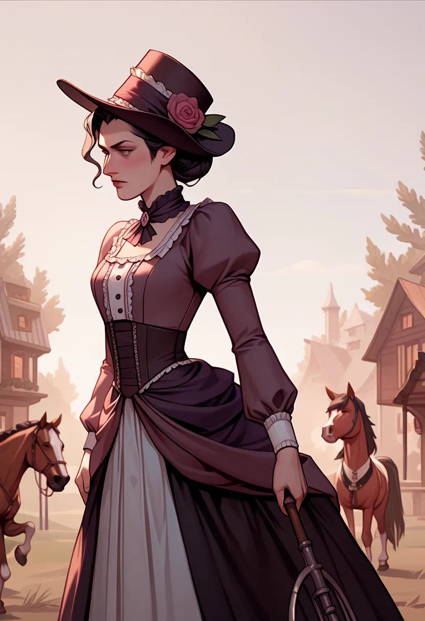 Hilsty, 1800, cowgirl, gunslinger, horse, vintage, saloon, Victorian dress