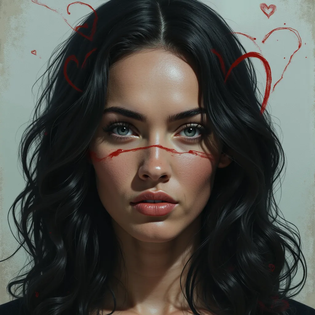 Megan Fox [FLUX] with red heart, ktulhust1ck3r