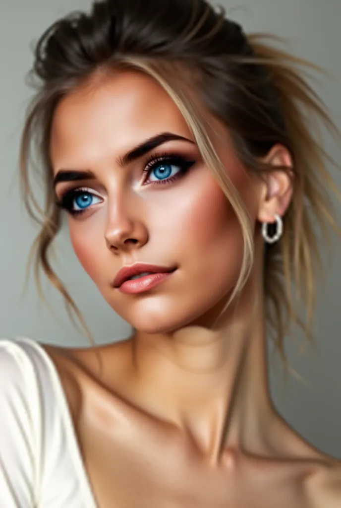 For the modern angel look, the Instagram model’s face makeup is soft and radiant. A dewy, glowing base is applied to create a fresh, angelic complexion. The eyes are subtly highlighted with soft, neutral eyeshadow, and a touch of shimmer is added to the in...