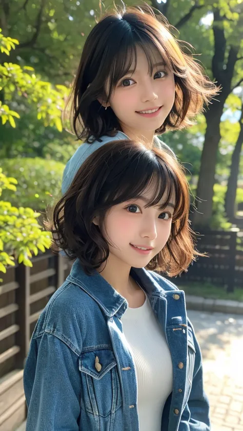  Japanese girl facing the front, super high image quality, cute, pretty, sexy, playful, cute model actress, Japanese pretty girl, Lori, loose, short, curly hair, excellent skeleton, beautiful, beautiful, beautiful, beautiful, beautiful, beautiful, beautifu...