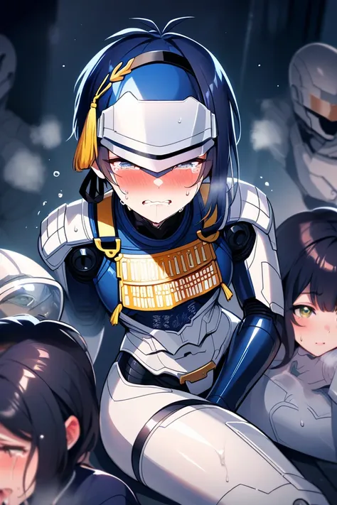 (Mikazuki Munechika  ), ( high quality)fem boys , Robocop, pretty face,  beauty,  Skinny and muscular,  blush all over face , Wavy Mouth,  sash,  looks away,  saliva , sweat, boys ,  short hair,  blush all over face , Wavy Mouth,  sash,  looks away,  saliv...