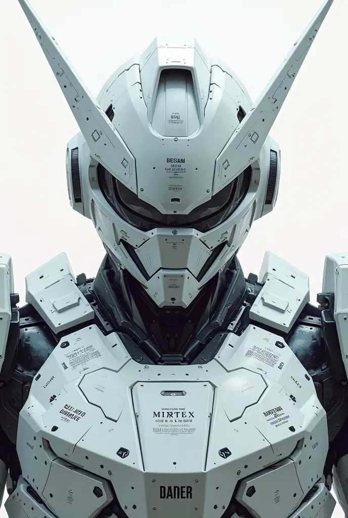  digital art ,  Oil paint effect ,  passionate .  chest size 120th .  The bust of a giant warrior machine mecha , Imposing , in high-tech science fiction white armor with fins and air intake and helmet with fins.  Very marked reflections of light .  We see...