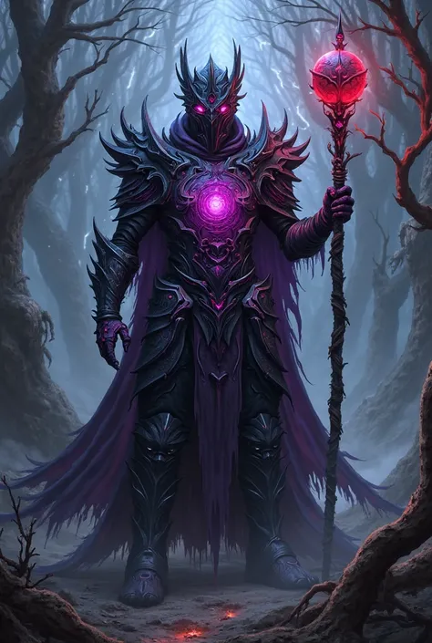 Armadura del Hechicero del Abismo Prompt:
"A dark, enchanted sorcerer's armor forged from deep obsidian and adorned with glowing violet runes. The armor is constantly shifting, with dark mist rising from its surface, giving it an ethereal and unstable look...