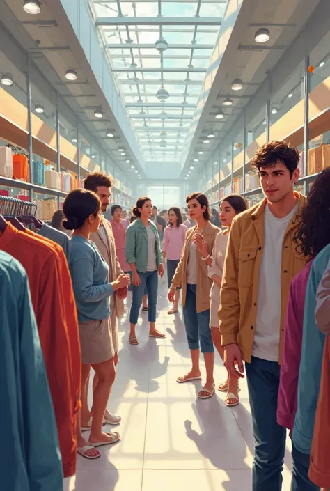 With several people buying clothes