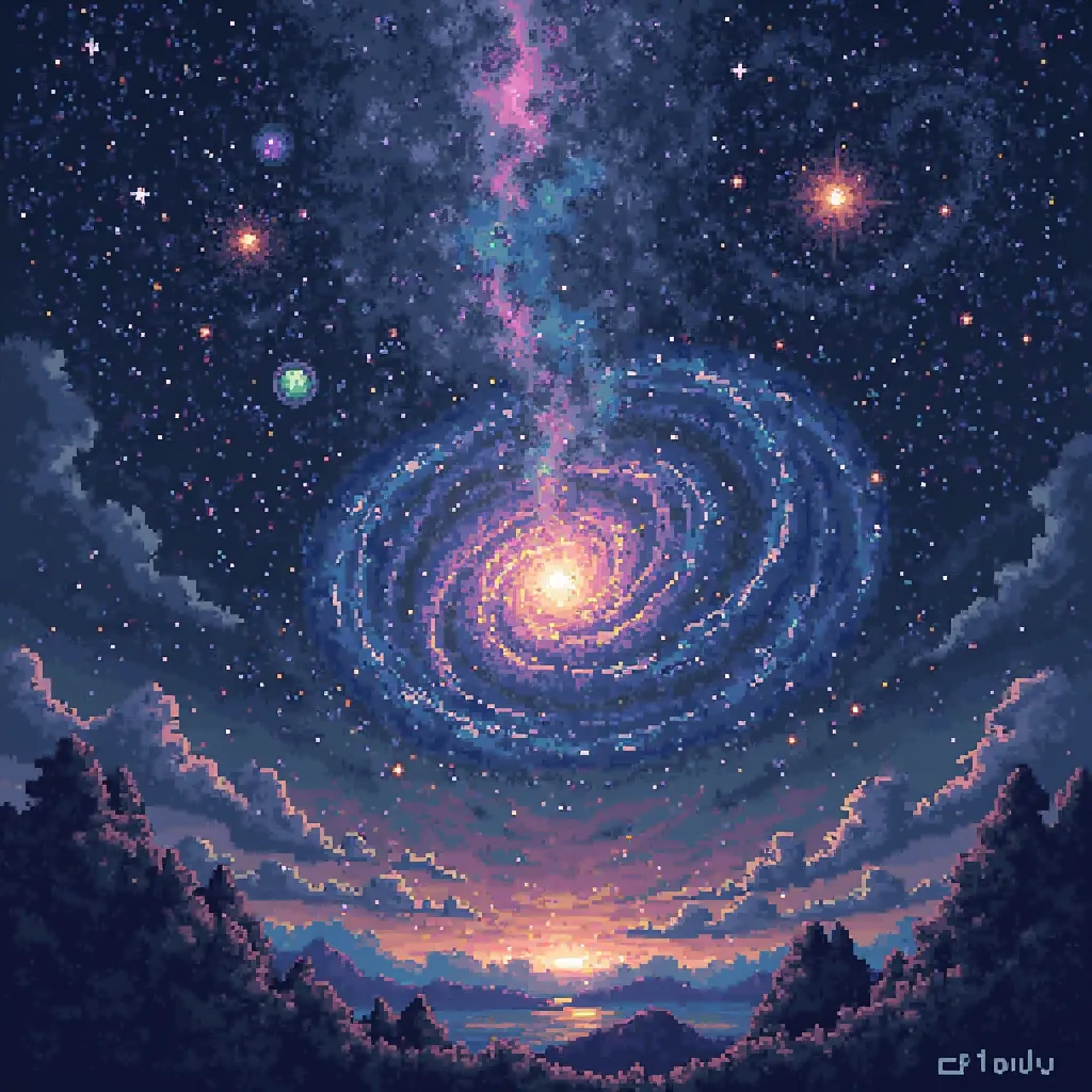 Pixel art, Pixel.  universe, space, dark, stars.  universe, space . Background, Wallpaper