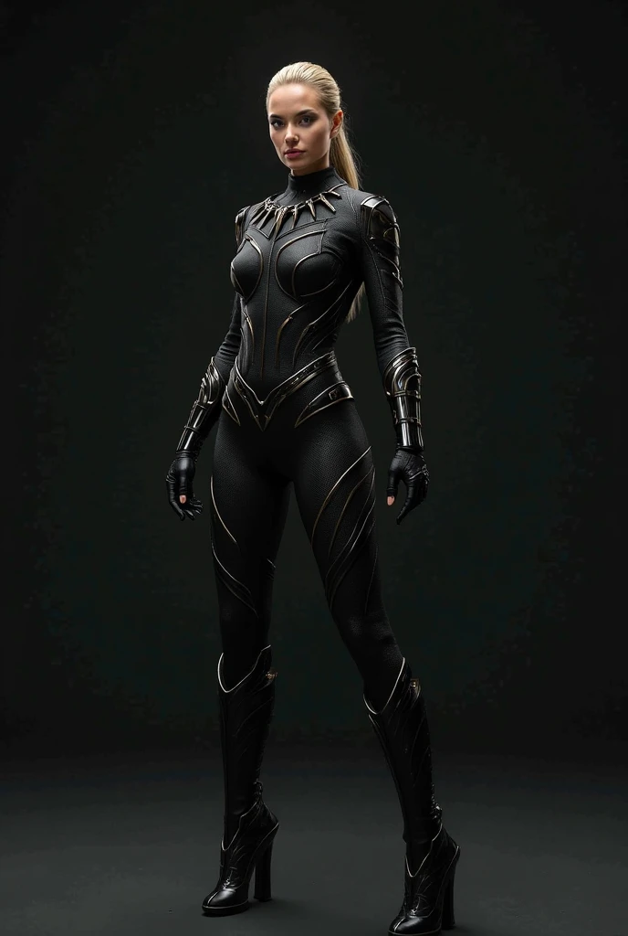 Nude white girl in black panther costume 