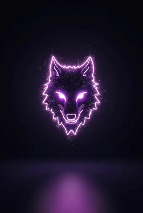 Wolf logo with purple and white LED that is bottomless ( black background) , and without texture 