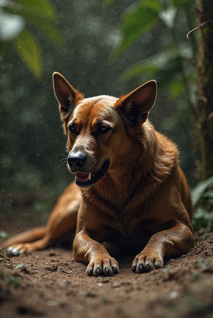 Create an image of a dog in heat in a lative position