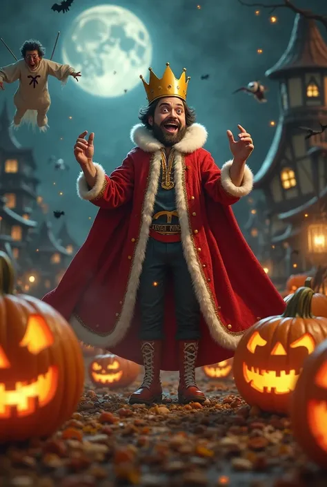 With a Halloween-themed Burger King (represented as a king with a young cape) He laughs and Around, There are ghosts and pumpkins that celebrate the King's victory while Ronald McDonald defeated, on the floor crying