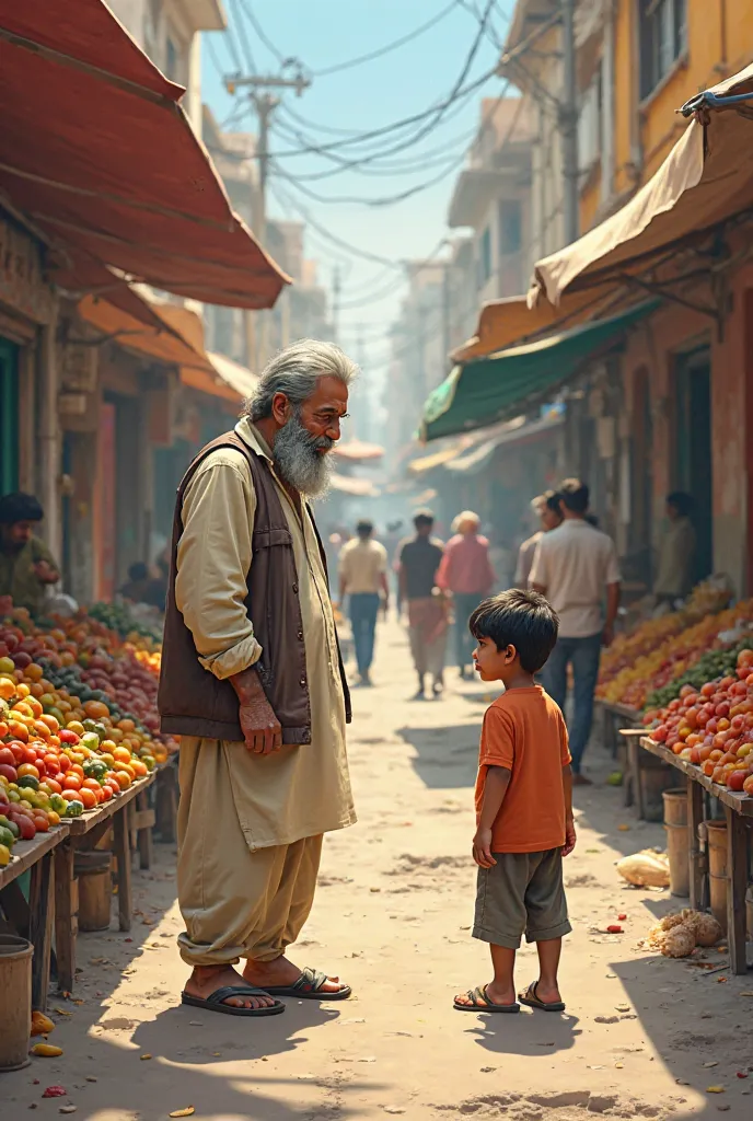 It was a holiday. Shakeel Sahib went out to buy vegetables when he saw his neighbor's boy, Kami, standing in front of him.