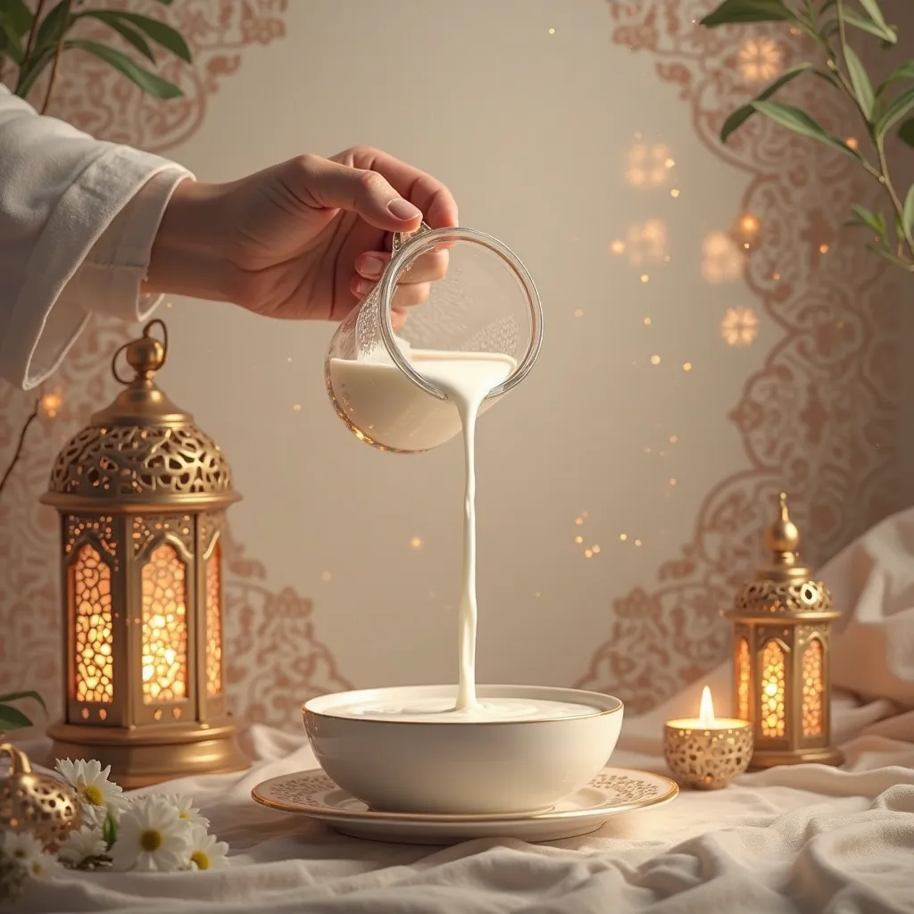 splash milk with ramadan background