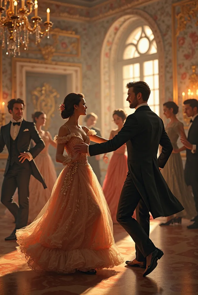 People dancing at old dances, with elegant clothes