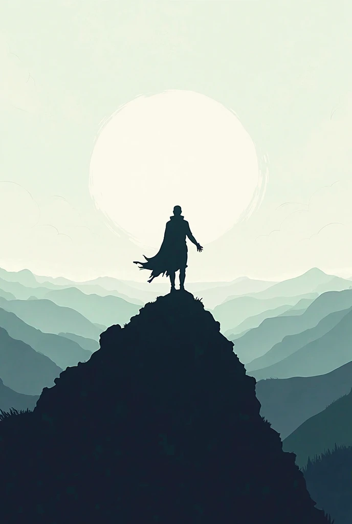 Image 2 (milieu) : Une silhouette de personne en haut d’un sommet, regardant l’horizon (symbolise l’ambition et la domination).