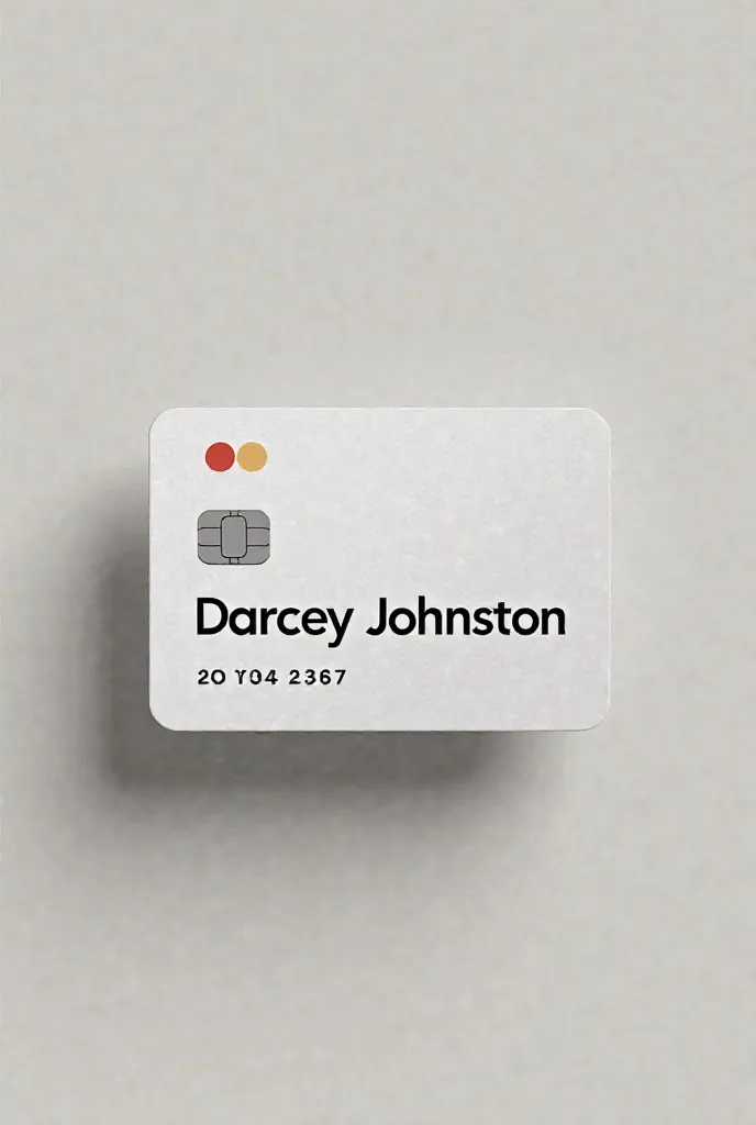 Generate a natural picture of an debit card with Darcey Johnston name on it 