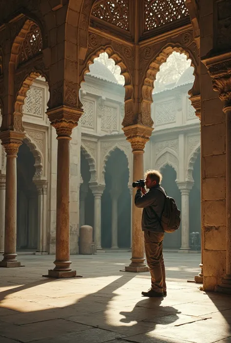 crate a photographer man in old islamic place