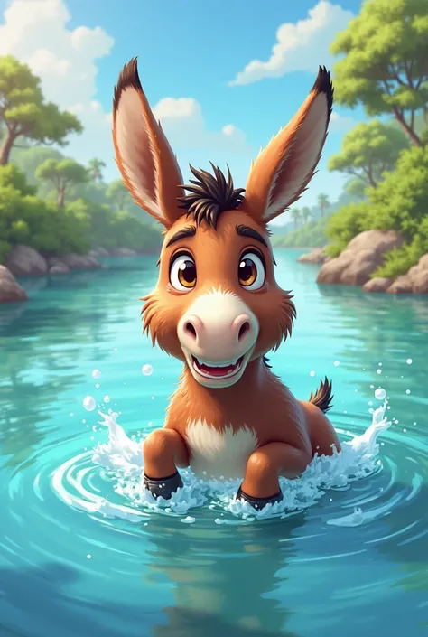 A donkey swimming 