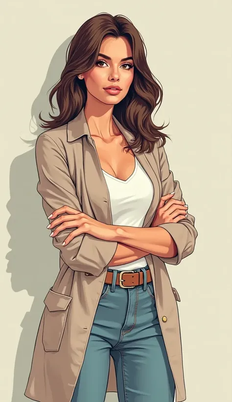  DISCREET image. with discreet casual clothes. image adult woman, american, comic book style. with a neutral face. IMAGES WITH light COLORS.