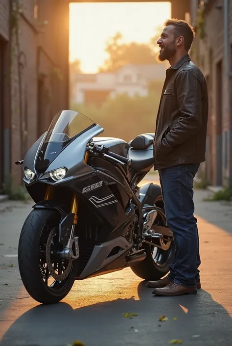 A man seeing his dream bike gt650