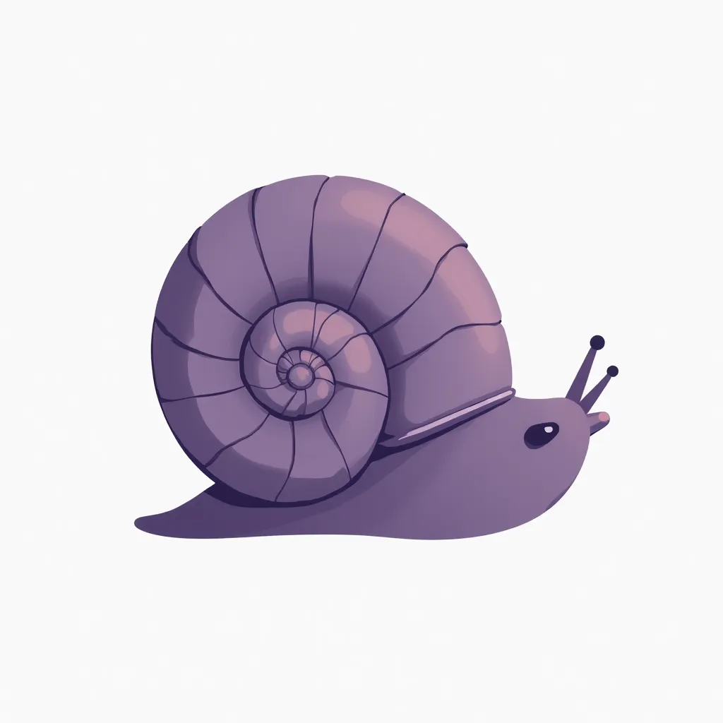 Create a vector logo in the shape of a nautilus using a simple 2D style with no gradients. The logo should feature a recognizable nautilus silhouette with distinctive details such as a spiral shell and clearly defined lines. The primary color must be purpl...