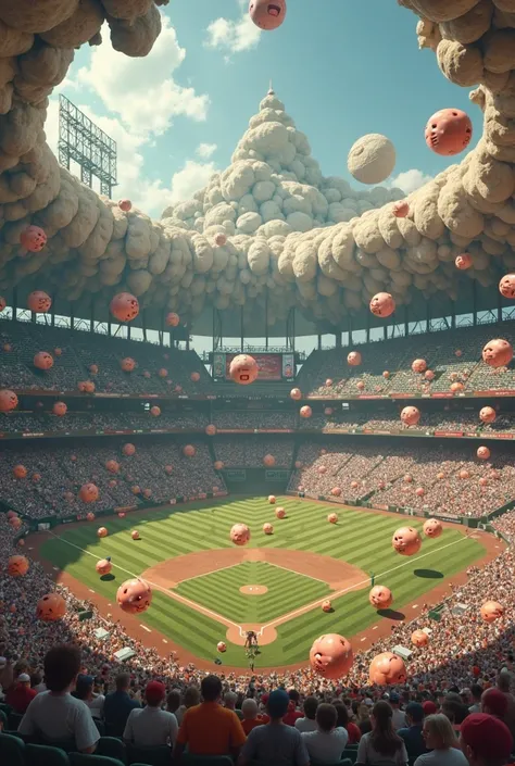 show mea ballpark where the stadium is filled with testicles and make it as realistic as possible 