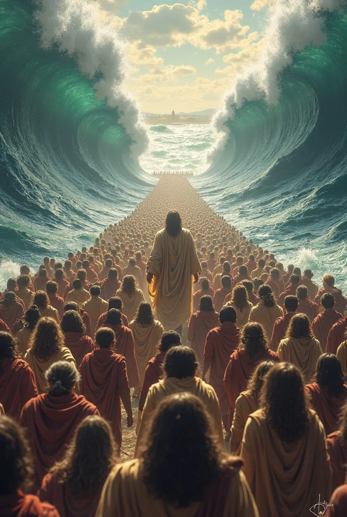 CREATE AN IMAGE OF THE CROWD CROSSING THE RED SEA 